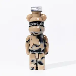 High Quality Disposable Plastic Cup Bear Shaped Takeaway Bottle PET Bear Shaped Boba Drinking Bottle For Child
