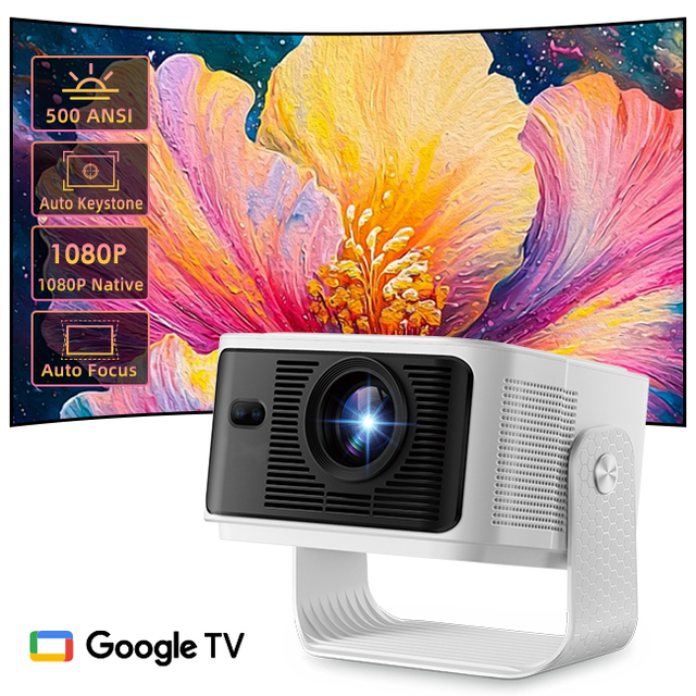 For HY350 Max Google TV Smart Projector Portable 4K 1080P 2.4G/5G WiFi for 5.2 3D Ready