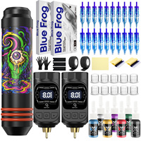 Kit de machine à tatouer sans fil à double batterie pour débutants (machine en plastique) Kit de tatouage pour apprenants (e-commerce)