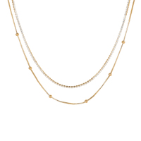 Chaîne d'été simple en zircon et boule Collier à double couche en acier inoxydable Bijoux de mode
