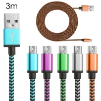 Cable de Carga Rápida Micro USB Tipo-C Largo de Alta Calidad para Celulares con Conductor de Cobre Puro para IOS y Computadora
