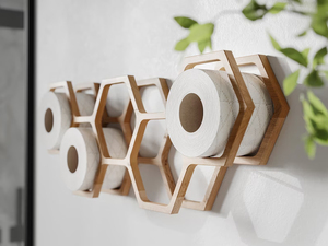 Porte-rouleau de toilettes <span class=keywords><strong>en</strong></span> nid d'abeille <span class=keywords><strong>en</strong></span> <span class=keywords><strong>bois</strong></span> de <span class=keywords><strong>toilette</strong></span> porte-papier support mural étagère de rangement flottante <span class=keywords><strong>en</strong></span> <span class=keywords><strong>bois</strong></span> <span class=keywords><strong>pour</strong></span> la suspension de tissus - Product Image 4
