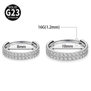Anneau de piercing à <span class=keywords><strong>boucle</strong></span> fermée en titane G23 à double rangée de zircons, bijoux unisexes <span class=keywords><strong>pour</strong></span> le nez et l'oreille, bijoux de piercing à <span class=keywords><strong>boucle</strong></span> fermée en titane F136 - Product Image 4