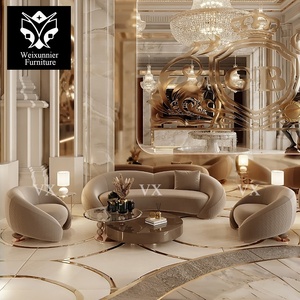 Sofá Curvo Moderno <span class=keywords><strong>de</strong></span> Lujo Directo <span class=keywords><strong>de</strong></span> Fábrica, Tapizado en Tela Beige, Estilo Europeo, Sofá Seccional, Sofá <span class=keywords><strong>de</strong></span> Dos Plazas para Villa - Product Image 4