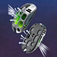 Nuevo Mouse Inalámbrico para Juegos RGB, Mouse Ergonómico Ultraligero de Doble Modo con Diseño Hueco y Recargable
