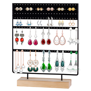 Penobon 4ชั้น144หลุมสีดำทำจากไม้และโลหะต่างหูทันสมัยที่ตั้งโชว์เครื่องประดับสำหรับต่างหูอุปกรณ์เสริมพรีเมี่ยม - Product Image 2
