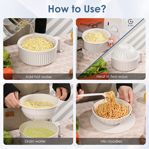 ชุดชามราเมน 6 ใบ ทำจากฟางข้าวสาลี ใช้กับไมโครเวฟและเครื่องล้างจานได้ สไตล์ญี่ปุ่น พร้อมตะเกียบ - Product Image 3