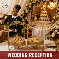 Plat de service en acier inoxydable 8L avec support doré, chauffe-plat à alcool détachable pour mariages, banquets et buffets