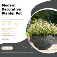 Pot de fleurs suspendu auto-arrosant traditionnel en PP avec trous de drainage, capacité de 1,28 L, pour une utilisation en intérieur/extérieur dans le jardin domestique