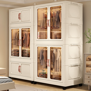 Gabinete de almacenamiento de doble puerta plegable moderno Gabinete de almacenamiento de plástico plegable portátil con rueda - Product Image 3