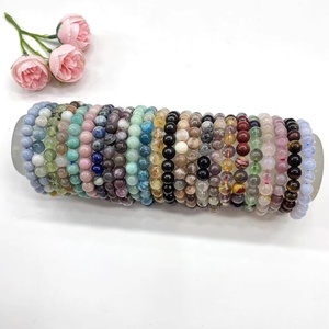 Gran oferta, pulsera elástica de cuentas de piedra Natural redonda, pulseras de cuentas de piedras preciosas multicolores de cristal - Product Image 1