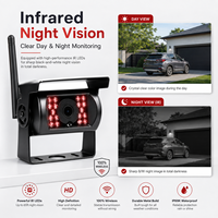 Système de caméra de recul sans fil numérique 2,4 GHz AHD 1080P avec moniteur 7 pouces, étanche IP68, vision nocturne IR pour camion, camping-car, remorque