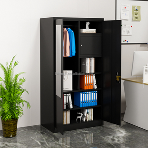 Black Modular Closet Lockable Metal <b>Wardrobe</b> Cabinet Large <b>Storage</b> Hanging Feature for Workshop Hospital Industrial Design Style - Product Image 5