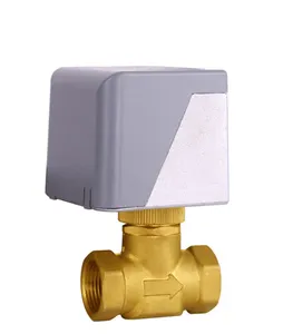 12V DC 24V DC atau 110V 220V AC +-15% 50-60HZ CR02 Aktuator Listrik Bermotor Ball Valve Kuningan 1/2 "-2"