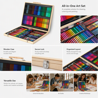 Fournisseur fabricant 251 pièces Ensemble de papeterie en boîte en bois Ensemble de peinture artistique Crayon de peinture de haute qualité Ensemble de peinture artistique pour enfants