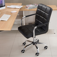 Chaise de bar pivotante réglable en hauteur FlameGlow J23, moderne, en cuir PU, rembourrée, avec accoudoirs et roulettes, pour bureau d'ordinateur