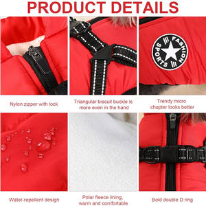 معطف شتوي للكلب مع حزام مدمج ، جاكيت كلب قابل للتعديل سترة رياضية للكلاب في الهواء الطلق مع تصميم شريط عاكس متين D-Ring - Product Image 4