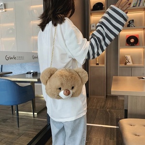 Nouveau <span class=keywords><strong>Sac</strong></span> Tendance en Fausse Fourrure Dessin Animé, Tête de Lapin Ours en Peluche, Longue Chaîne, Bandoulière, Pochette Messenger, pour Femme, Fille et Enfant - Product Image 6