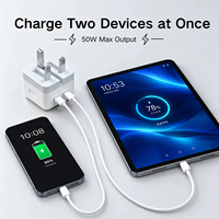 Nouveau produit 2026 Chargeurs adaptateurs double Type-C 50W Prise pliable Chargeur rapide universel pour Samsung/Iphone/Android