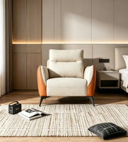 Sofa kain anti gores dan kursi malas modern satu dudukan, langsung dari pabrik, untuk digunakan di ruang tamu hotel.
