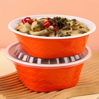 Boîte repas jetable en PP transparente à couvercle haut, 1300 ml, calibre 195, fond renforcé, très vendue