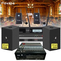 Système audio pour église OEM, package complet, mixeur 16 canaux, amplificateur de puissance 600W, 2 enceintes PA 10 pouces, micro sans fil UHF 2 canaux