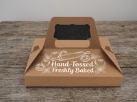 Boîte à pizza en carton ondulé personnalisée avec logo imprimé, avec poignée, écologique, pour emporter, livraison de nourriture, emballage alimentaire