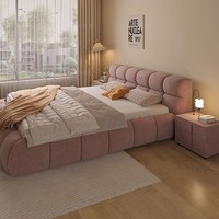 Lit de style moderne pour hôtel, King Size, double, en velours chaud capitonné, mobilier de chambre à coucher, ensemble de lit nuage blanc crème