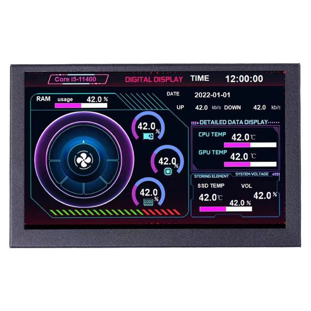 JinQuanJiu 5-inch USB-C Secondary Screen Case IPS Computer Graphics Card Temperature Monitoring Status Direct Connection One