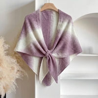 Nouvel arrivage en gros : Châle triangulaire en laine tie-dye pour femme, écharpe tricotée épaisse, poncho dégradé couleur unie, châle chaud d'hiver