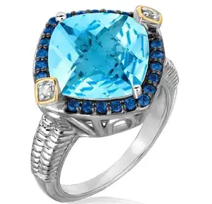 Punk Blue Topaz Sapphire 925 Sterling Silver Wedding Band Ring For Women Men