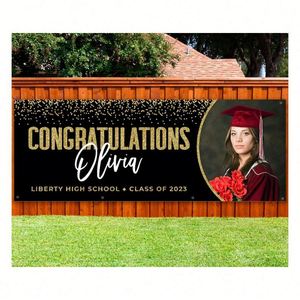 Pancarta de Graduación Personalizada 2025, Impresión Digital en Vinilo, Colores Escolares, Letreros para Jardín, Regalos de Graduación - Product Image 1