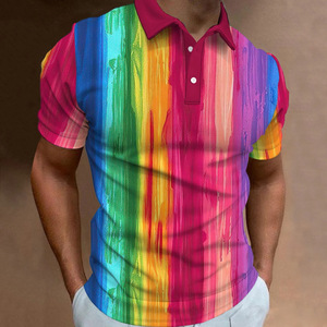 2025 Camisas del Orgullo <span class=keywords><strong>Gay</strong></span> Bandera del arco iris Camisa con botones LGBT para hombres - Product Image 3