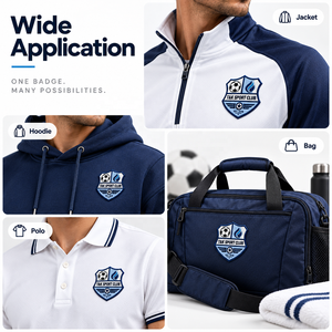 Parche de PVC OEM personalizado con escudo multicapa 3D de TPU, insignia de club de fútbol de cuatro paneles, para coser o planchar en camisetas, chaquetas, gorras y bolsos - Product Image 3