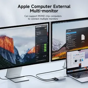 Adaptateur d'affichage 4K Hagibis USB-C/USB 3.0 vers double HDMI compatible avec les accessoires de jeu Apple M1 <span class=keywords><strong>M2</strong></span> Windows <span class=keywords><strong>Mac</strong></span> - Product Image 2