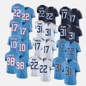 Amerikaans voetbaltenue 22 Derrick Henry 17 Ryan Tannehill 10 DeAndre Hopkins 98 Jeffery Simmons gestikte voetbaltenues - Product Image 1