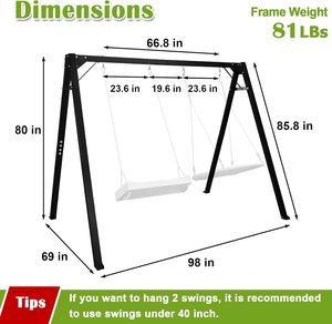 Zoshine, el último juego de columpios, juegos de columpios de metal de alta resistencia para niños y adultos, estructura estable triangular, patio trasero, jardín y uso en parques - Product Image 4
