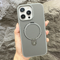 Pour iPhone 17/17 Pro/16/15/14/11 Pro Max TPU + PC Antichoc Charge Sans Fil Support Magnétique Conception En Fiber De Carbone Housse De Téléphone