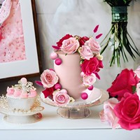 Nouvel ensemble de décoration de gâteau en mousse rose à fleurs rouges, décoration de gâteau d'anniversaire, bricolage, ensemble de décoration à brancher