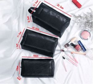 Sac de maquillage en maille carrée à fermeture éclair, décontracté et tendance, sac de voyage portable avec poignée, vente en gros - Product Image 5