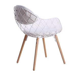 無料サンプル ラーセン ラウンジルーム フレンチスタイル グレー ラップ アイアン ラウンド ロイヤル ステンレススチール製 PVC ダイニングチェア 10脚セット - Product Image 4