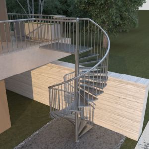 Escalera de Caracol Metálica Prefabricada, Circular, para Exteriores, de Acero Inoxidable, Resistente a la Intemperie, Diseño Moderno, Primera Calidad - Product Image 3
