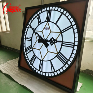 <span class=keywords><strong>Horloge</strong></span> <span class=keywords><strong>murale</strong></span> extérieure géante électrique architecturale moderne, personnalisable, étanche, en métal, avec éclairage nocturne GPS - Product Image 3