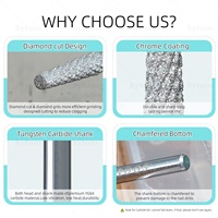 HYTOOS Embouts de ponceuse à ongles professionnels à coupe diamantée, embout conique chromé pour cuticules russes, ponceuse à ongles électrique, nettoyeur de peaux mortes, outil de préparation des ongles