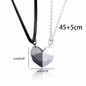 2 Stück Set Half Heart Magnetic Matching Couples Kette Halskette Mode Magnet Freundschaft Broken Heart Halsketten für gf bf Geschenk