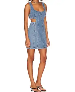 Custom Tank Jurken Vrouwen Zomer Jeans Jurken Vrouwen Dame Sexy Denim Mini Uitgesneden Tank Jurk