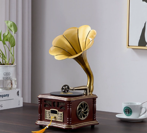 Reproductor de audio de escritorio estilo gramófono vintage, altavoz BT multifunción, decoración artística retro para la mesa de la sala de estar. - Product Image 4