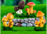 Baru DIY lumut lanskap mikro Pot sukulen dekorasi taman simulasi jamur 3D ornamen Mini