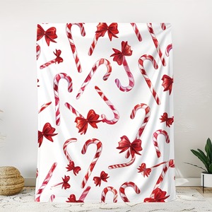 Couverture rectangulaire imprimée canne à sucre de Noël, en polyester et coton, décoration d'intérieur, style moderne, lavable en machine - Product Image 5