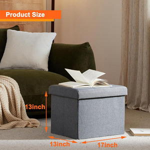 Pouf de rangement pliant en bois, <span class=keywords><strong>cube</strong></span> multifonctionnel, organisateur de rangement carré détachable pour la maison avec siège rembourré pour le salon - Product Image 5